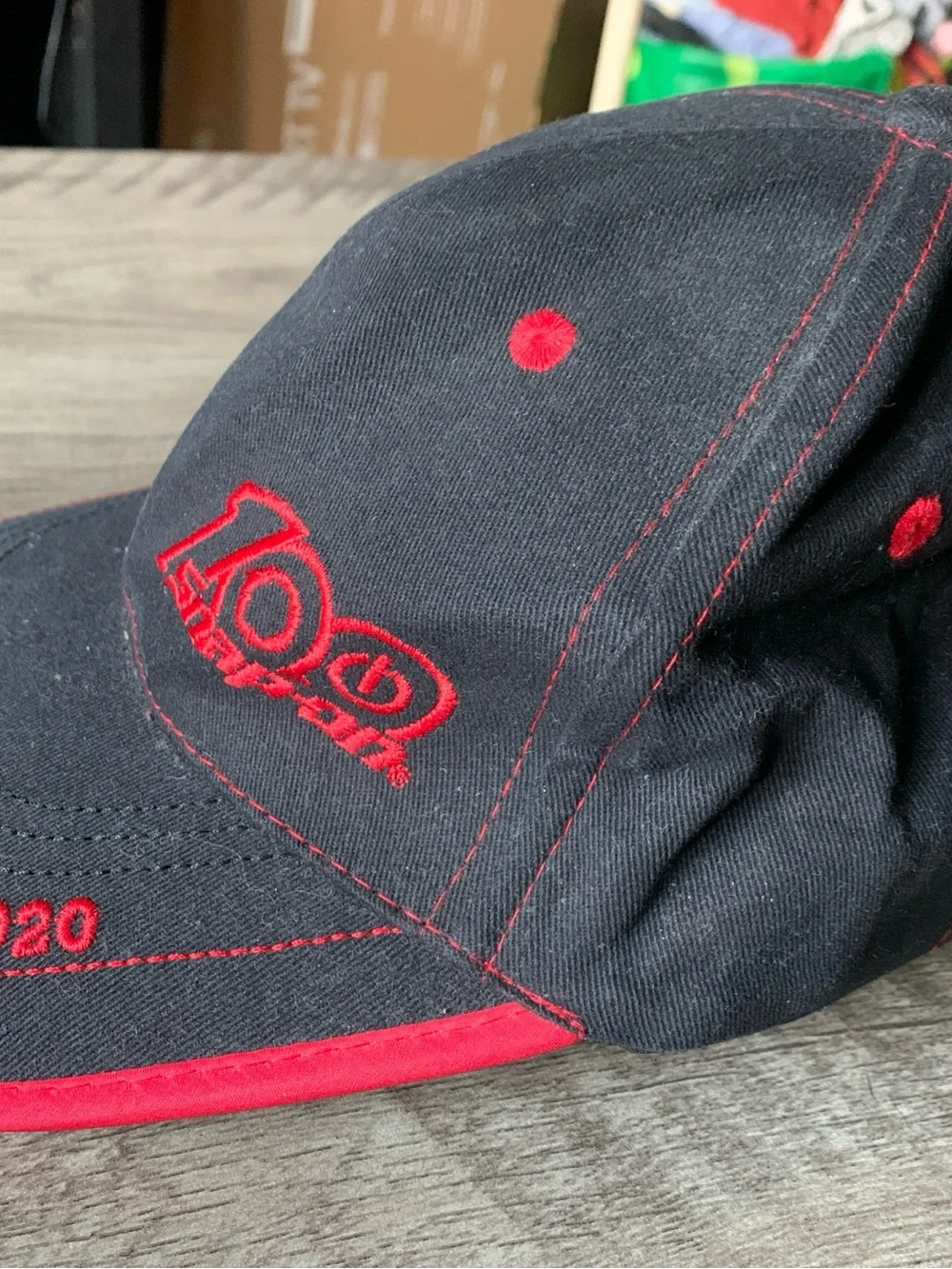 SnapOn 100th Anniversary Baseball Cap Hat Adjustable Embroidered Logo Black Red